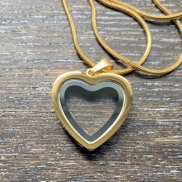 Gold Glass heart memorial pendant