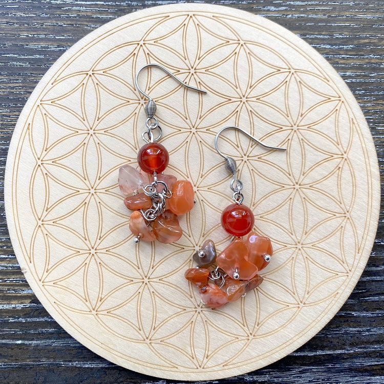 Carnelian cluster earrings