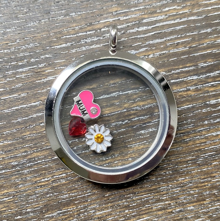 floating locket 28mm with charms