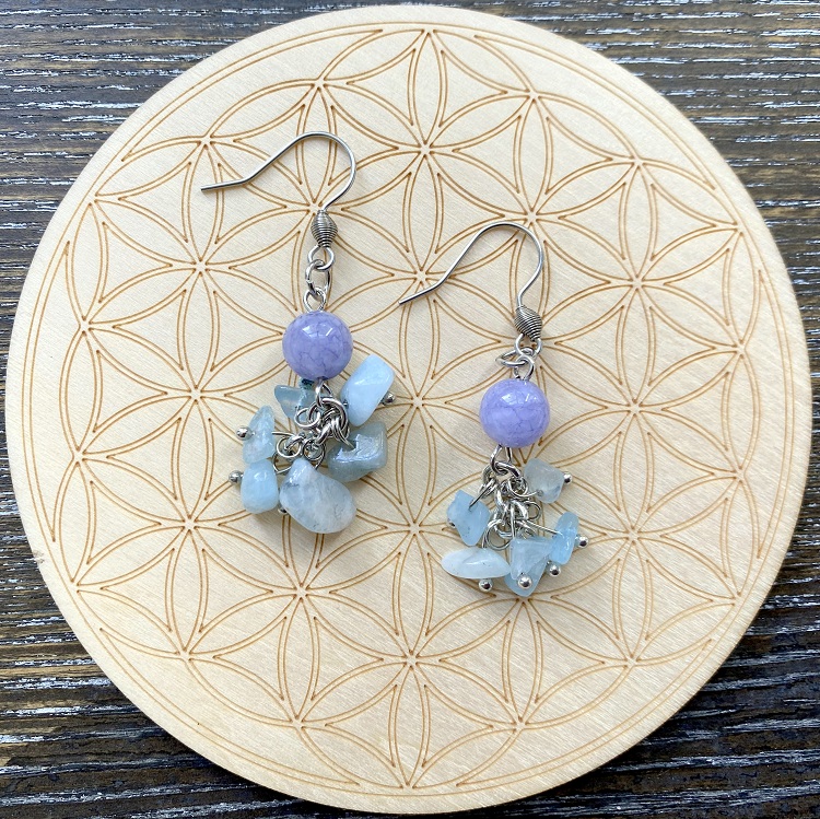 Angelite & Aquamarine cluster earrings