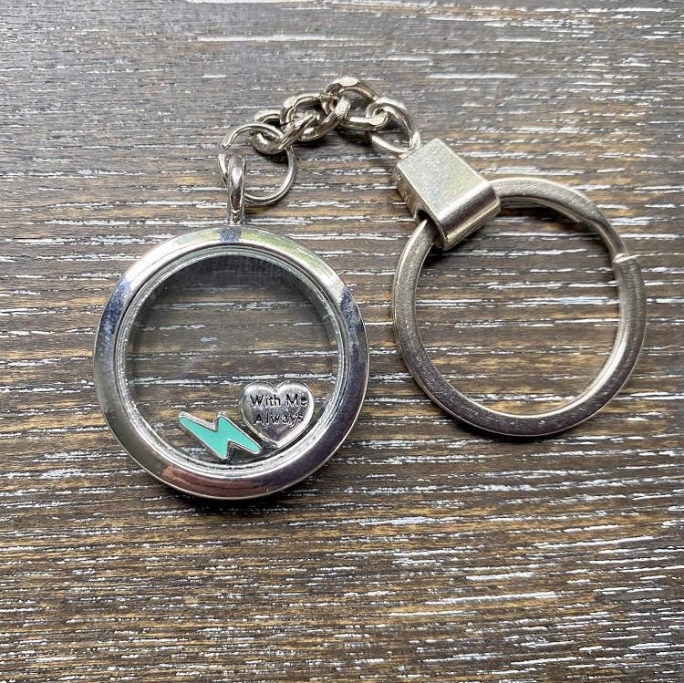 floating locket keyring with charms