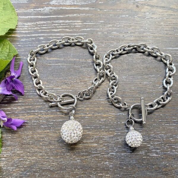 zircon ball memorial bracelets x 2 sizes
