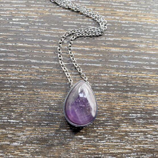 Amethyst Teardrop Memorial Pendant - Earthsynergy webstore NZ