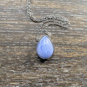 Blue Lace Agate teardrop memorial pendant