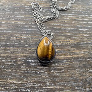 Tiger Eye Teardrop memorial pendant