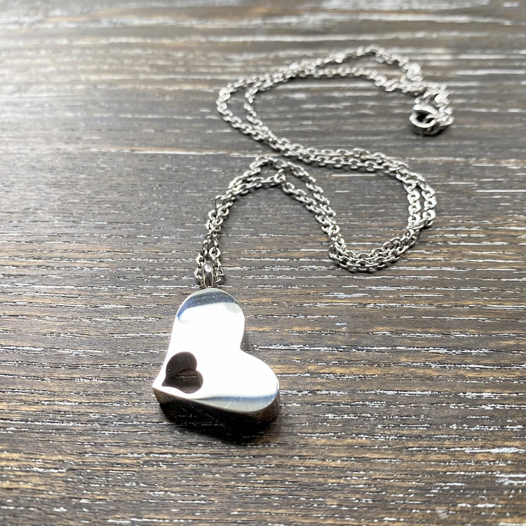 Heart with hollow heart memorial pendant