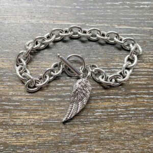 Feather on a chain memorial bracelet