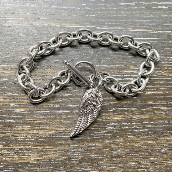 Feather on a chain memorial bracelet