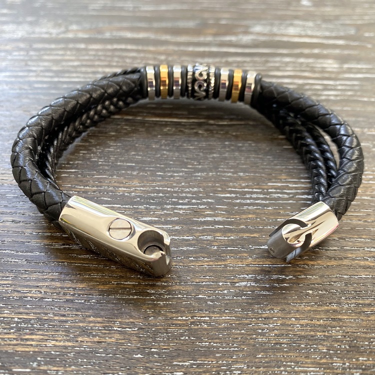 3 x braided leather bracelet clasp