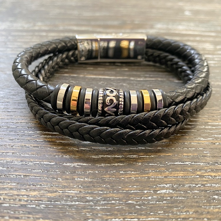 3x braided leather bracelet memorial