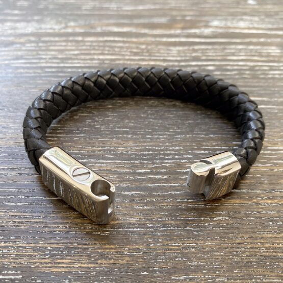 Plaited Leather cuff Memorial bracelet clasp