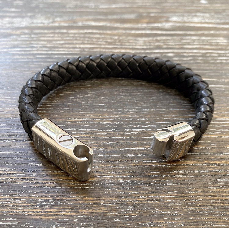 Plaited Leather cuff Memorial bracelet clasp