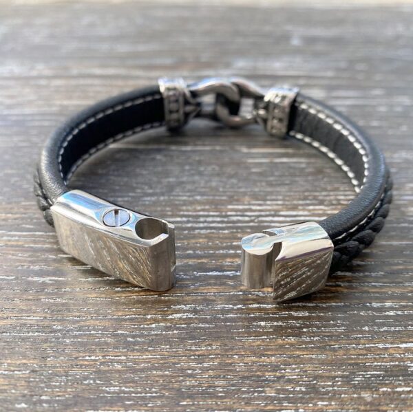 linked cuff leather memorial bracelet back