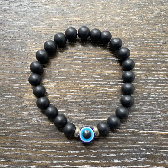 Matt Onyx evil eye bracelet 8mm
