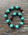 Dark cherry amber & turquoise adult bracelet