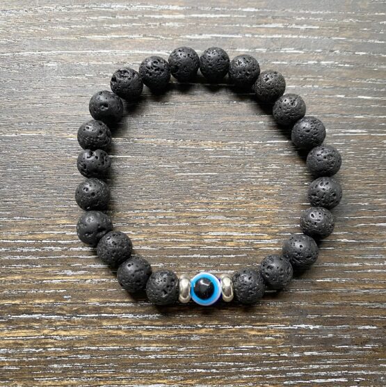 Lava stone evil eye bracelet 19cm
