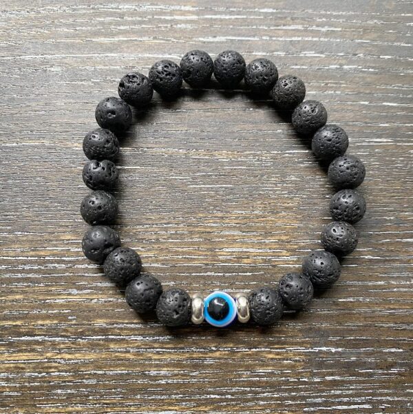 Lava stone evil eye bracelet 19cm