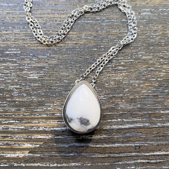 Howlite Teardrop memorial pendant