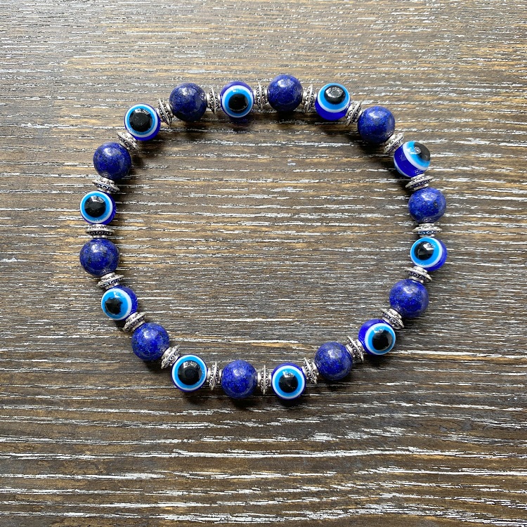 Lapis Lazuli Evil Eye bracelet 19cm