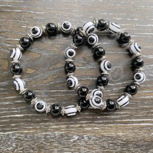 polished onyx evil eye bracelets 2 sizes