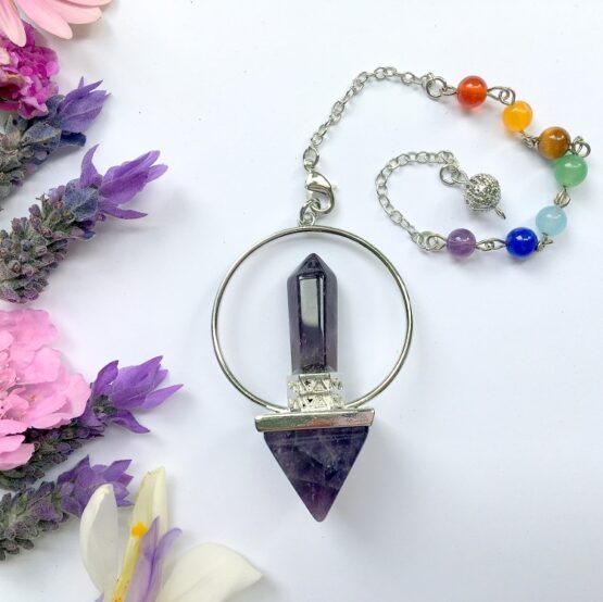Amethyst pyramid with point pendulum