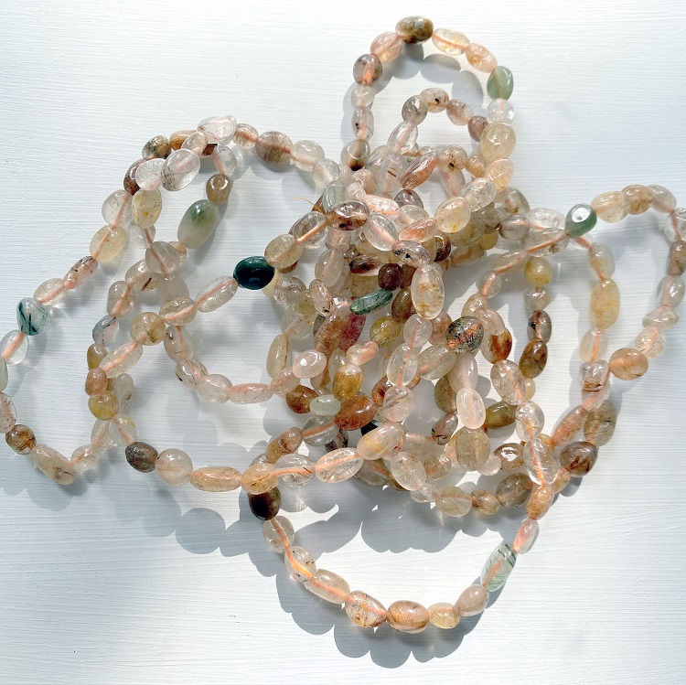 Rutile Quartz oval bead bracelet