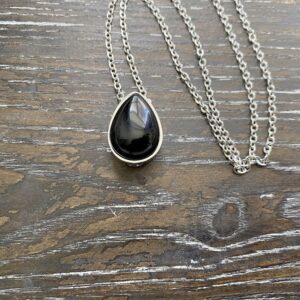 Obsidian Teardrop memorial pendant
