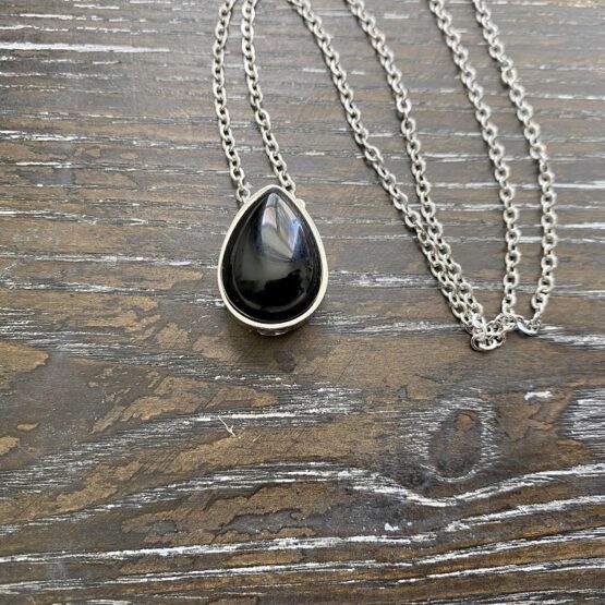 Obsidian Teardrop memorial pendant