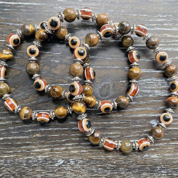 tigers eye evil eye bracelet trio