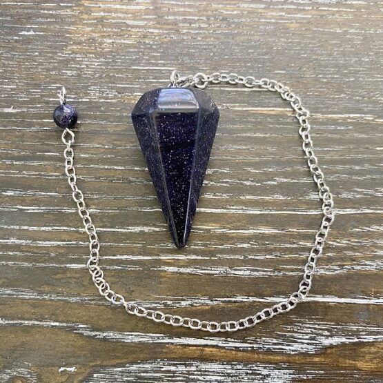 Blue Goldstone faceted pendulum