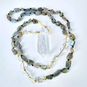 Clear Quartz Double Point necklace with Labradorite