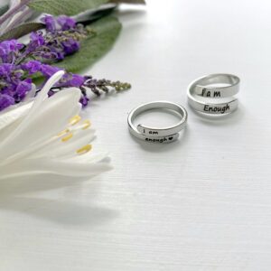 I am enough affirmation rings x 2