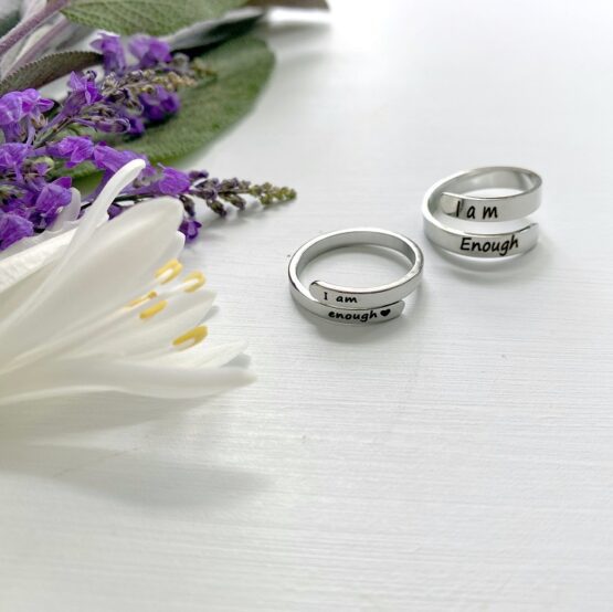 I am enough affirmation rings x 2