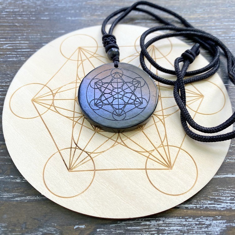 Shungite pendant with Metatron's cube