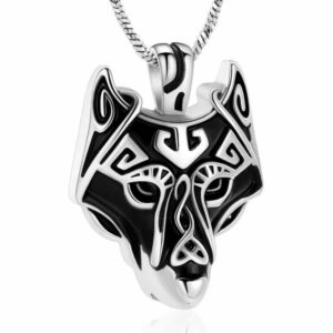 Wolf head memorial pendant