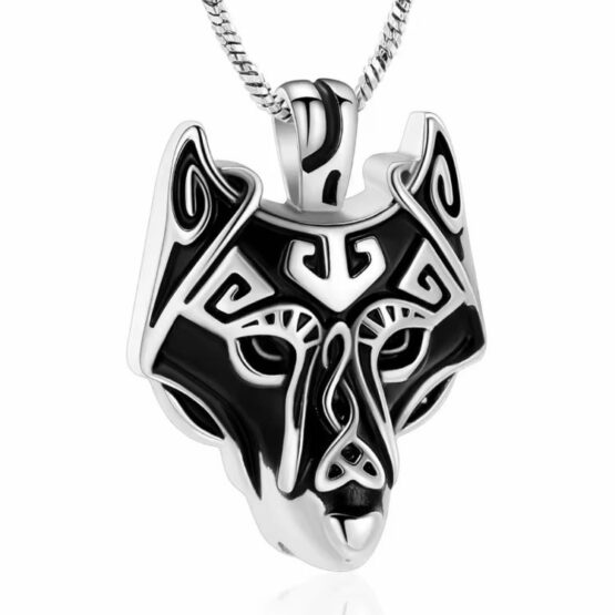 Wolf head memorial pendant