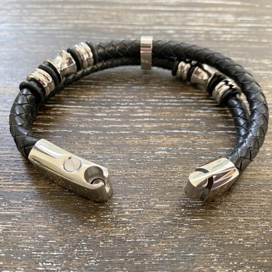 2 braided leather with beads back