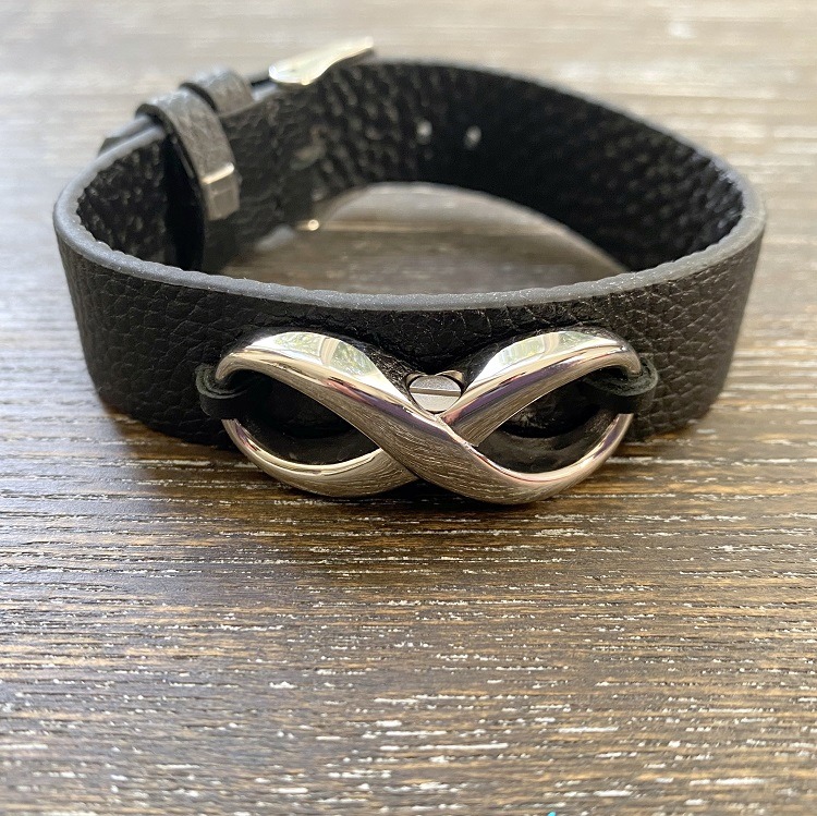 Infinity symbol leather memorial bracelet
