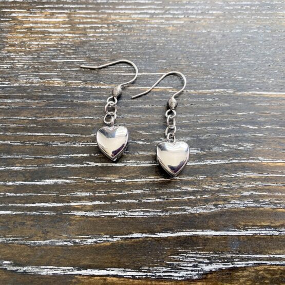 Small heart charm memorial earrings