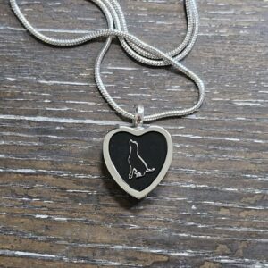 Dog in black heart memorial pendant
