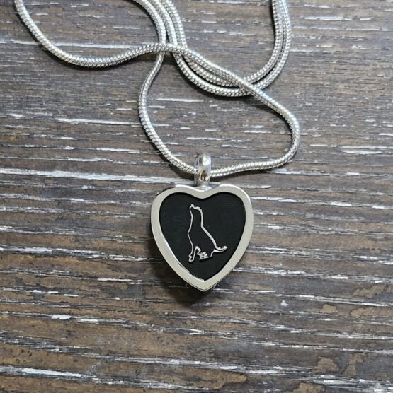 Dog in black heart memorial pendant