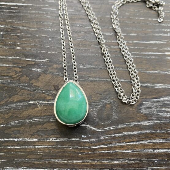 Jade teardrop Memorial pendant