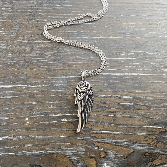 Rose Angel Wing Memorial Pendant