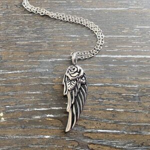 Rose Angel Wing Memorial Pendant