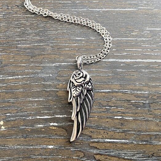 Rose Angel Wing Memorial Pendant