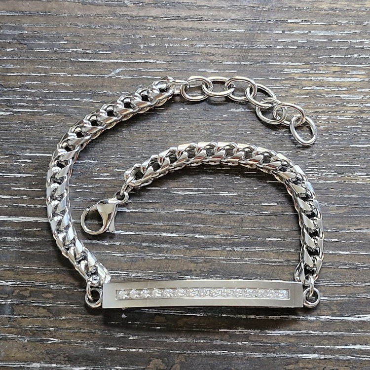 Zirconia bar memorial bracelet