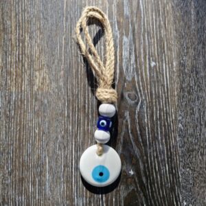 4cm White ceramic evil eye
