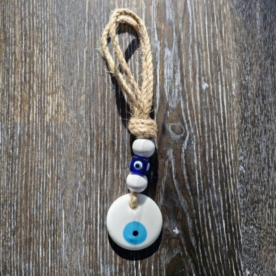 4cm White ceramic evil eye