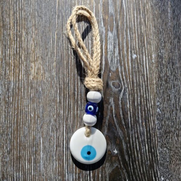 4cm White ceramic evil eye