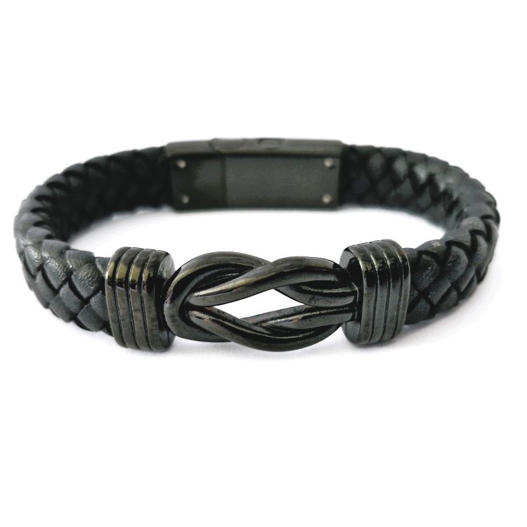 Leather bracelet with knot black